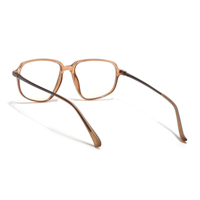 Eyejack Domino Shine Brown Square Eyeglasses for Men & Women (TR1009FCL1737-C10)