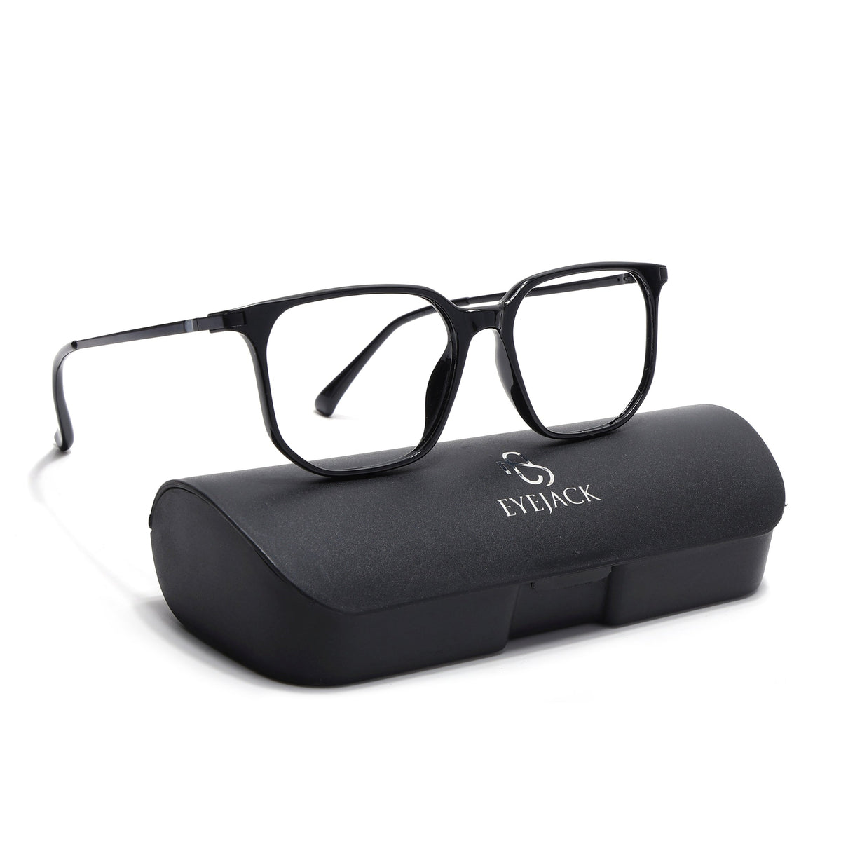 Eyejack Domino Shine Black Square Eyeglasses for Men & Women (TR1010FCL1742-C1)