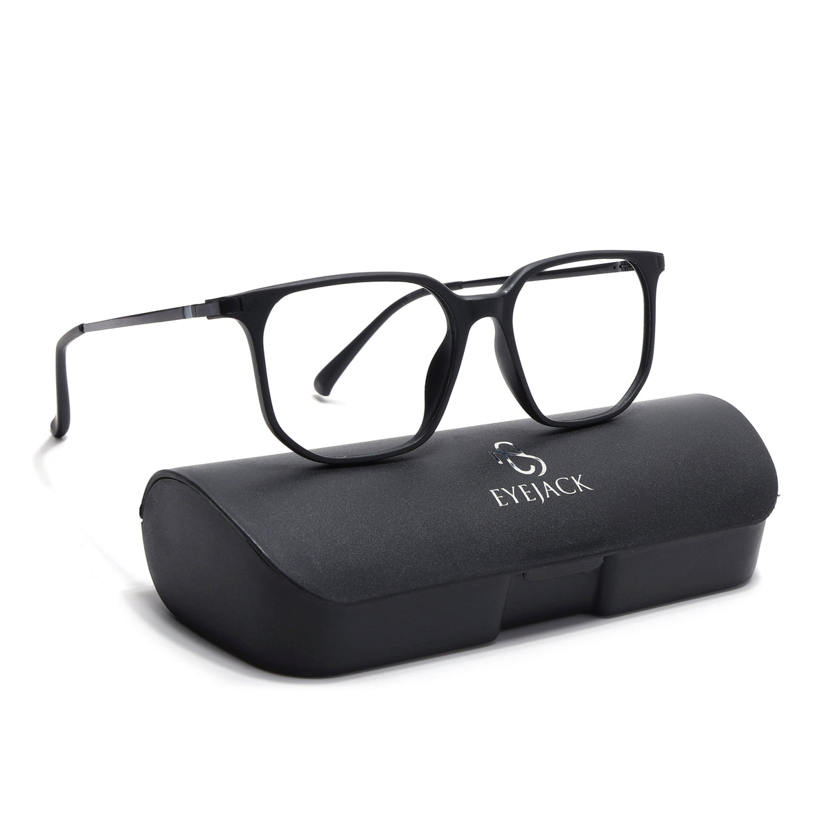 Eyejack Domino Matt Black Square Eyeglasses for Men & Women (TR1010FCL1743-C2)