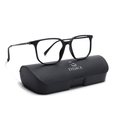 Eyejack Domino Matt Black Square Eyeglasses for Men & Women (TR1010FCL1743-C2)