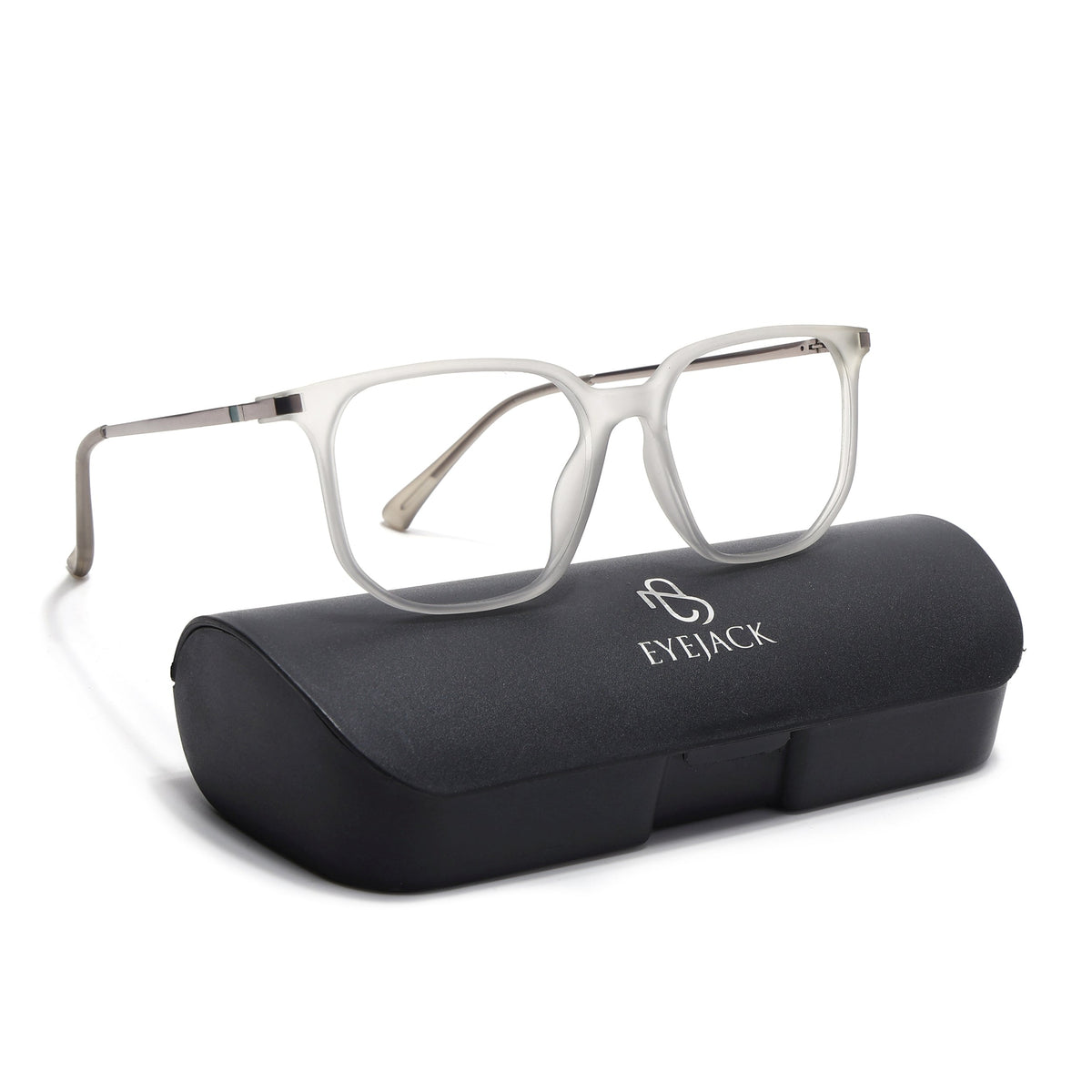 Eyejack Domino Matt Grey Square Eyeglasses for Men & Women (TR1010FCL1747-C6)