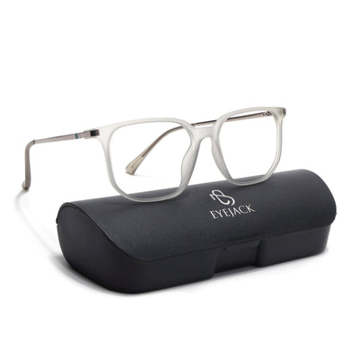 Eyejack Domino Matt Grey Square Eyeglasses for Men & Women (TR1010FCL1747-C6)
