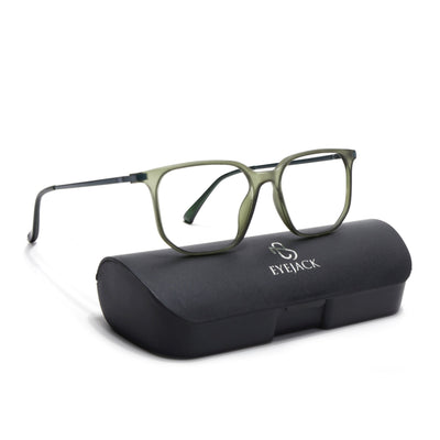 Eyejack Domino Olive Square Eyeglasses for Men & Women (TR1010FCL1748-C7)