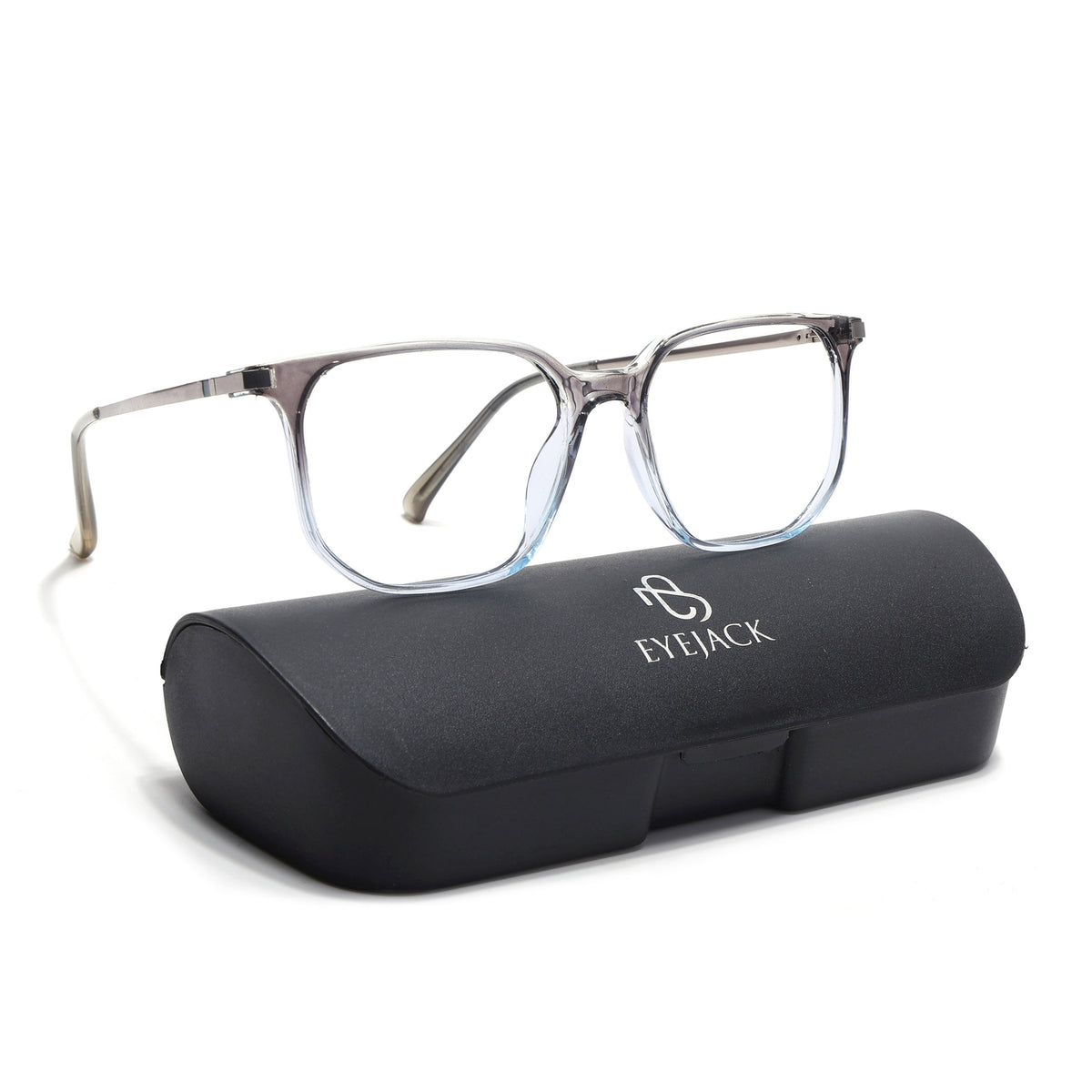 Eyejack Domino Black & Clear Square Eyeglasses for Men & Women (TR1010FCL1754-C13)