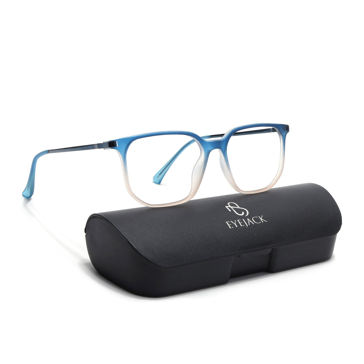 Eyejack Domino Blue & Brown Square Eyeglasses for Men & Women (TR1010FCL1755-C14)