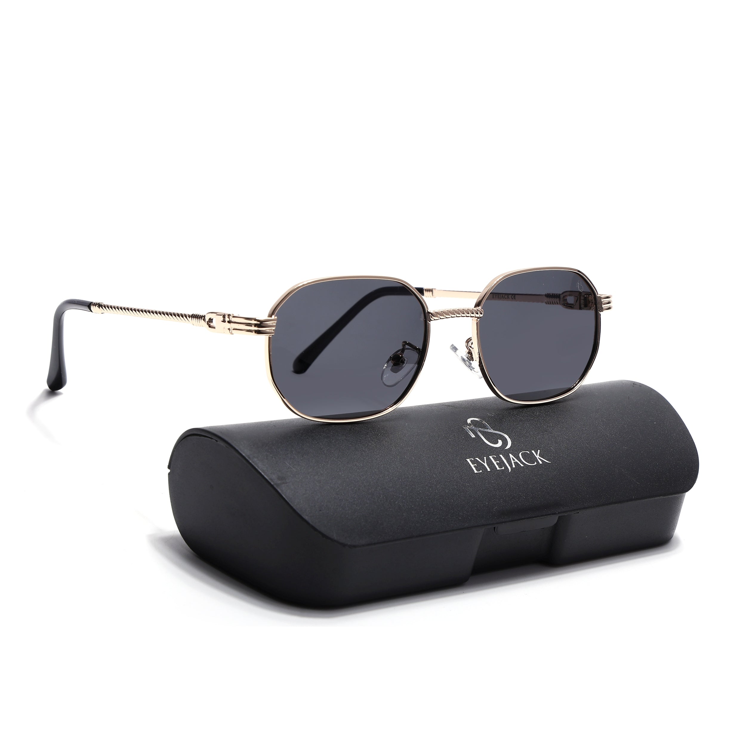 Imperial - Black Golden Rectangle Polarized Sunglasses