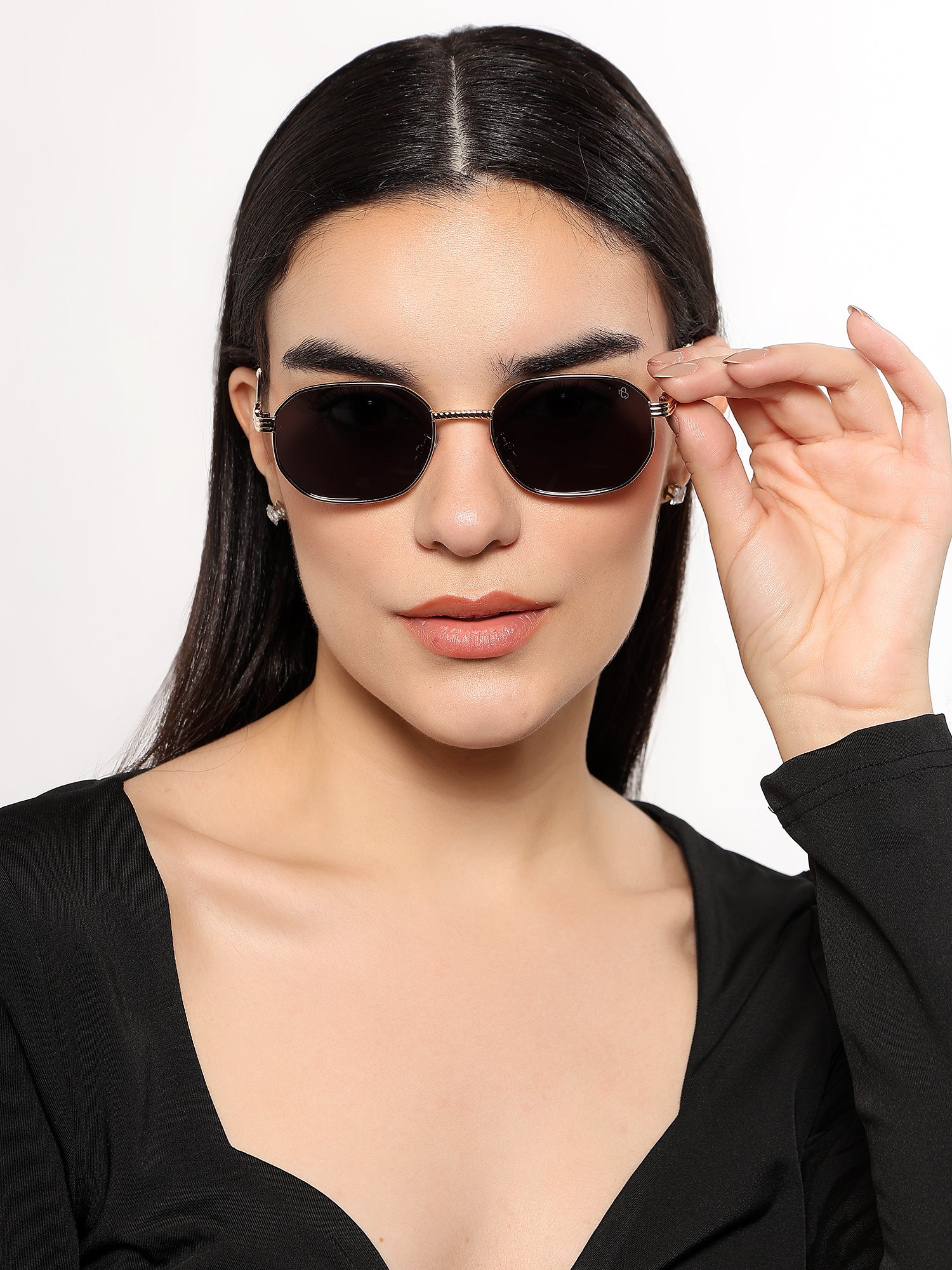 Imperial - Black Golden Rectangle Polarized Sunglasses