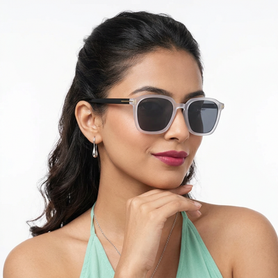 Eyejack Grey Square Sunglasses for Men & Women (97109CL1064)