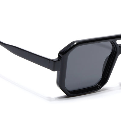 Eyejack Black Hexagonal Sunglasses for Men & Women (ZN3903CL2162)