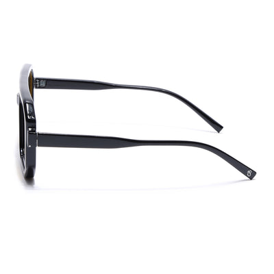 Eyejack Black Hexagonal Sunglasses for Men & Women (ZN3903CL2165)
