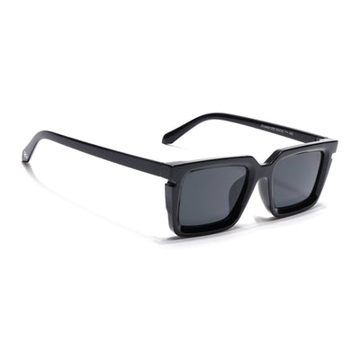 Eyejack Shine Black Rectangle Sunglasses for Men & Women (ZN3908CL2166)