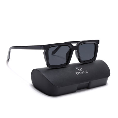 Eyejack Shine Black Rectangle Sunglasses for Men & Women (ZN3908CL2166)