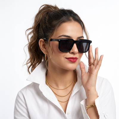 Eyejack Black Wayfarer Sunglasses for Men & Women (ZN3912CL2169)
