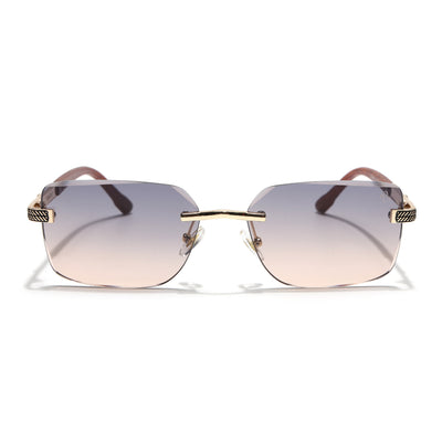 Eyejack Golden Rimless Sunglasses for Men & Women (ZX98512CL2556)