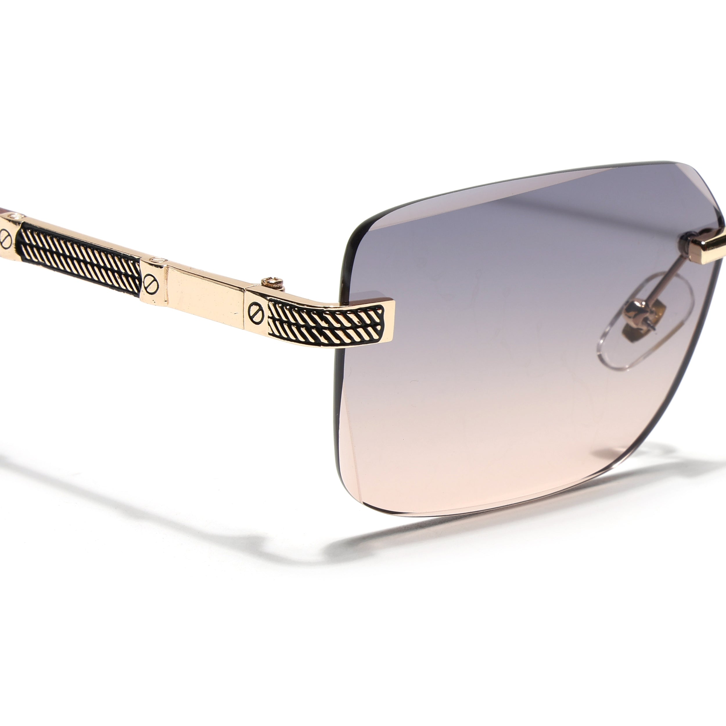 Essence Noble - Golden Rimless Sunglasses I Grey & Brown Lens