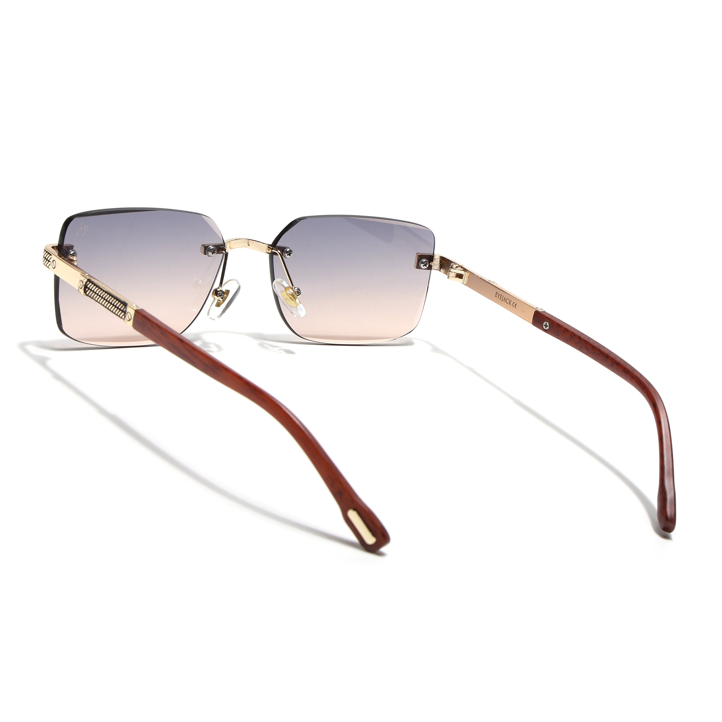 Essence Noble - Golden Rimless Sunglasses I Grey & Brown Lens