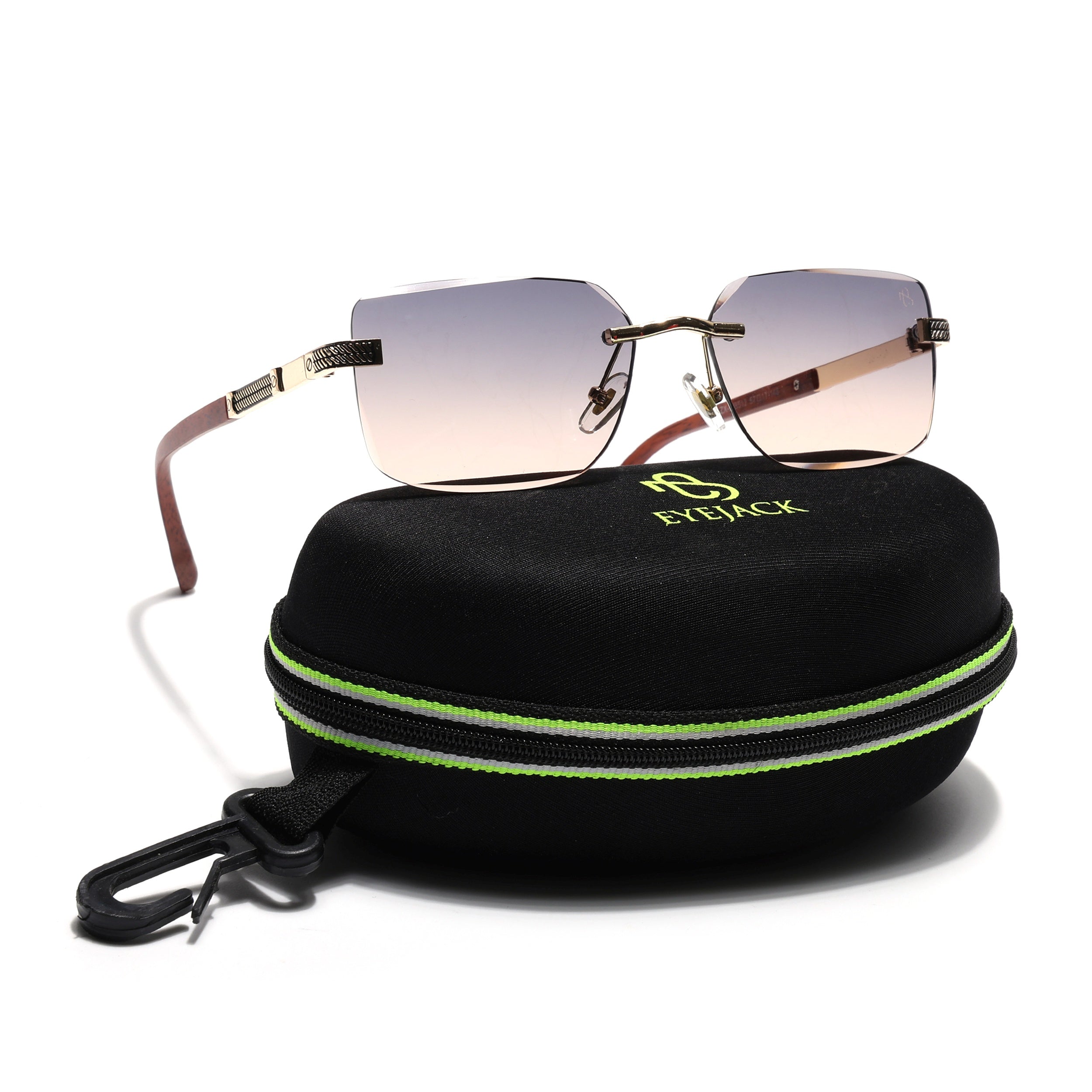 Essence Noble - Golden Rimless Sunglasses I Grey & Brown Lens