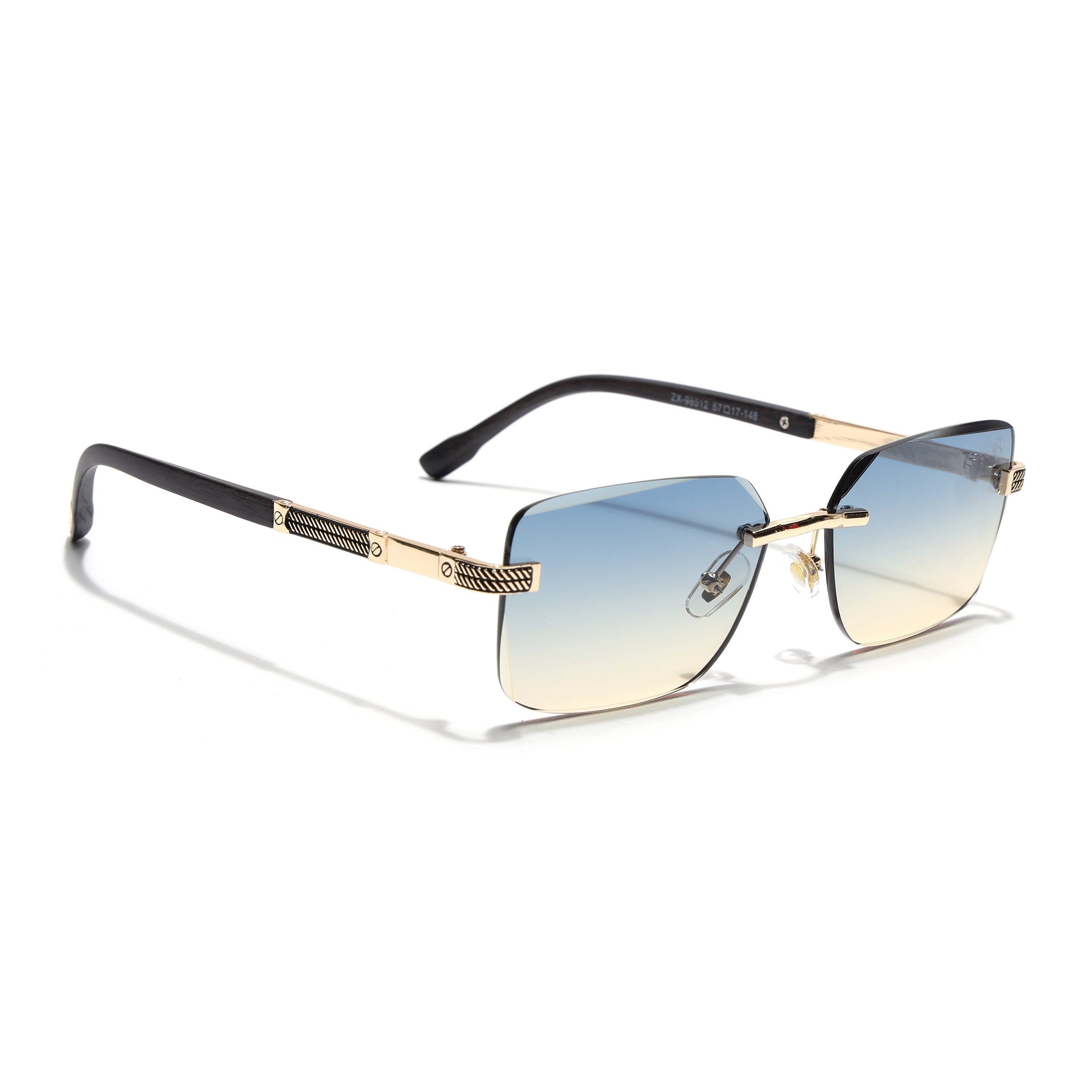 Essence Noble - Golden Rimless Sunglasses I Blue & Brown Lens