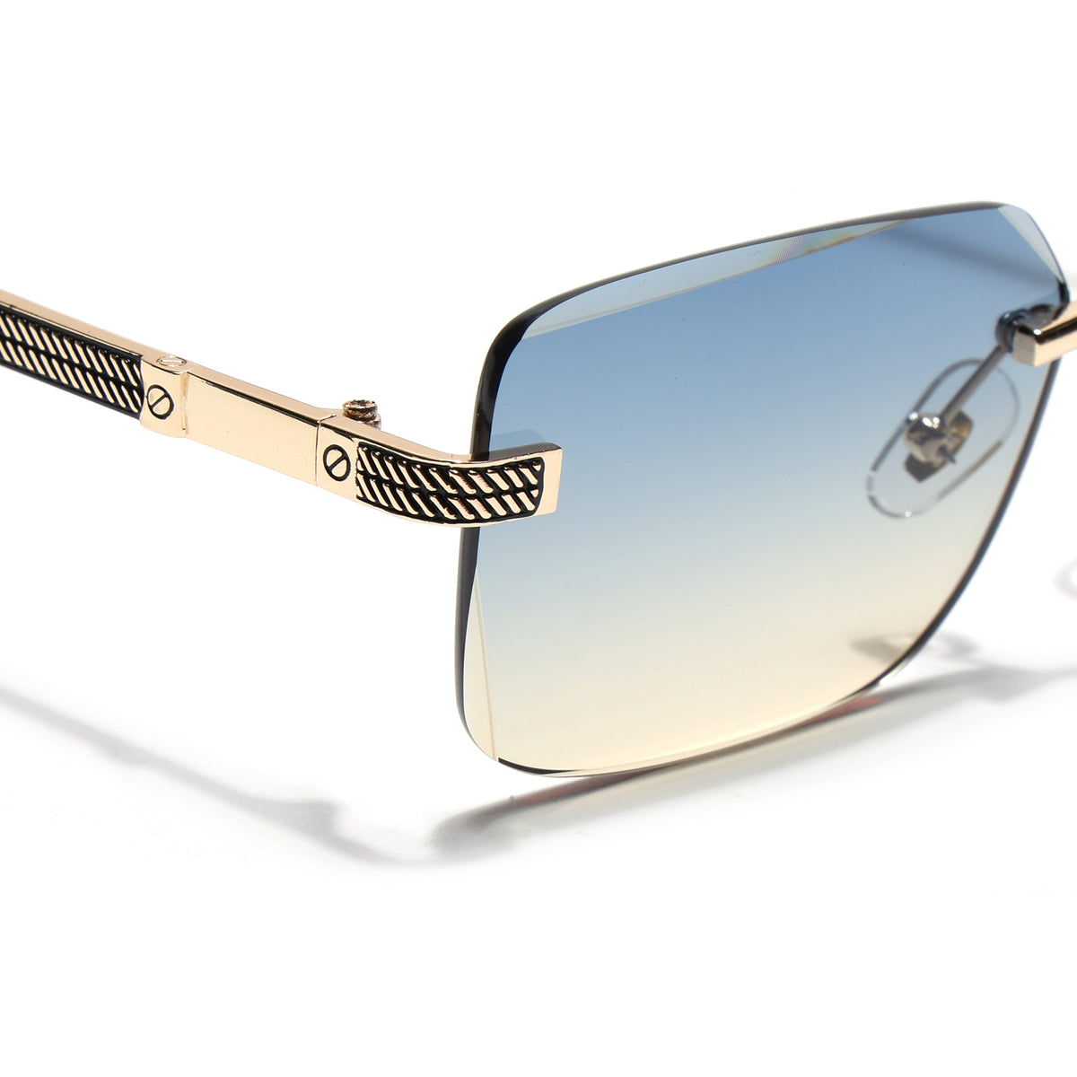 Eyejack Golden Rimless Sunglasses for Men & Women (ZX98512CL2557)