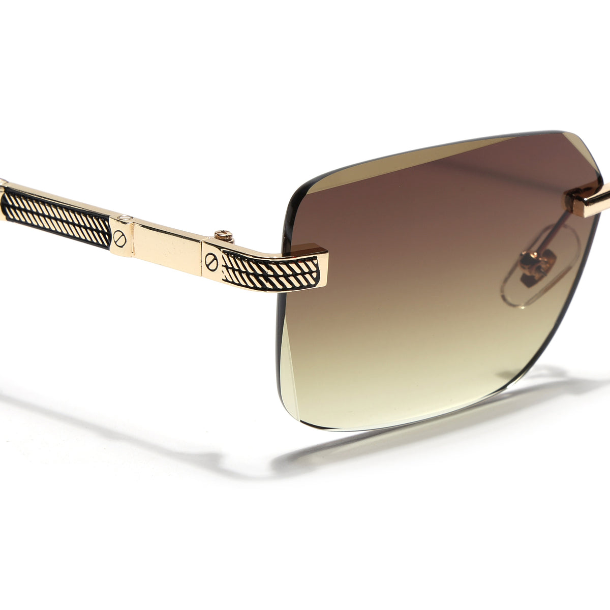 Eyejack Golden Rimless Sunglasses for Men & Women (ZX98512CL2558)