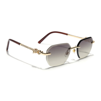 Eyejack Golden Rimless Sunglasses for Men & Women (ZX98536CL2528)