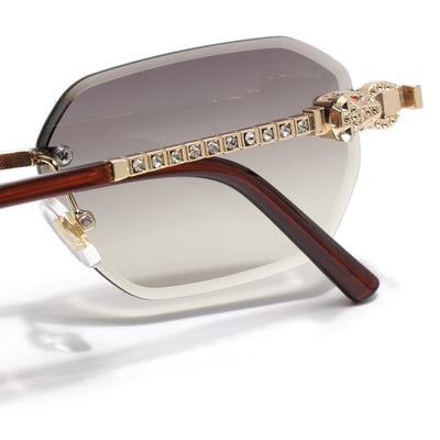 Eyejack Golden Rimless Sunglasses for Men & Women (ZX98536CL2528)