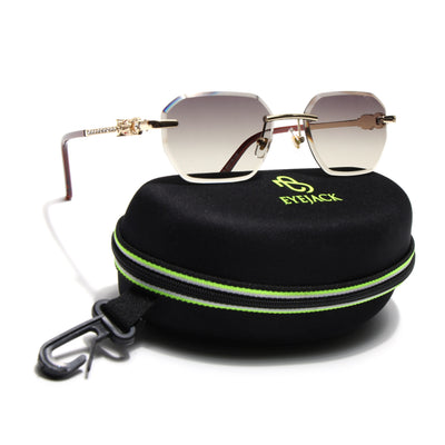 Eyejack Golden Rimless Sunglasses for Men & Women (ZX98536CL2528)