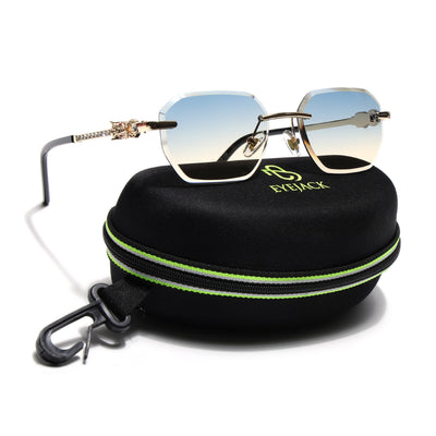 Eyejack Golden Rimless Sunglasses for Men & Women (ZX98536CL2529)