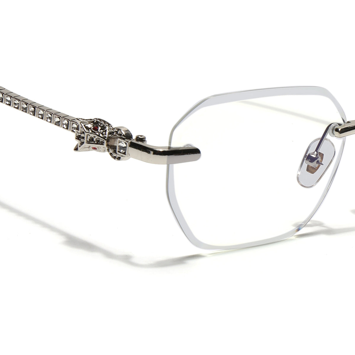 Eyejack Silver Rimless Eyeglasses for Men & Women (ZX98536FCL2530)