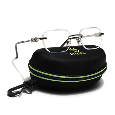 Eyejack Silver Rimless Eyeglasses for Men & Women (ZX98536FCL2530)