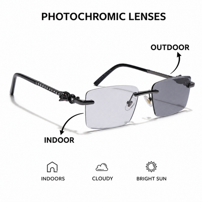 Eyejack Reflex Photochromic Grey Rimless Sunglasses for Men & Women (ZX98537BCL2518)