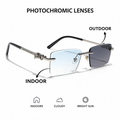 Eyejack Reflex Photochromic Silver Rimless Sunglasses for Men & Women (ZX98537BCL2519)