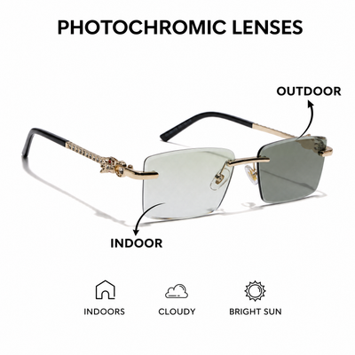 Eyejack Reflex Photochromic Golden Rimless Sunglasses for Men & Women (ZX98537BCL2520)