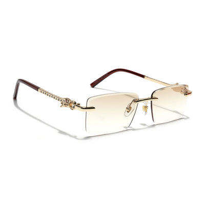 Eyejack Photochromic Golden Rimless Sunglasses for Men & Women (ZX98537BCL2521)