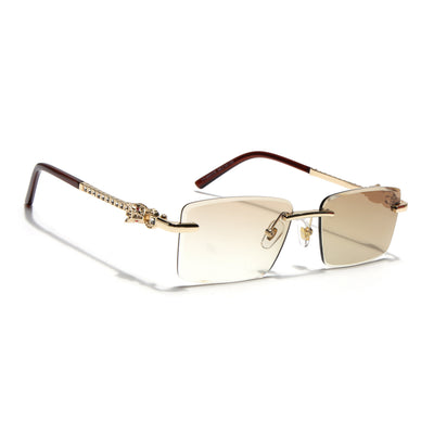 Eyejack Photochromic Golden Rimless Sunglasses for Men & Women (ZX98537BCL2521)