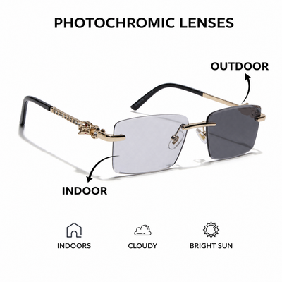 Eyejack Reflex Photochromic Golden Rimless Sunglasses for Men & Women (ZX98537BCL2522)