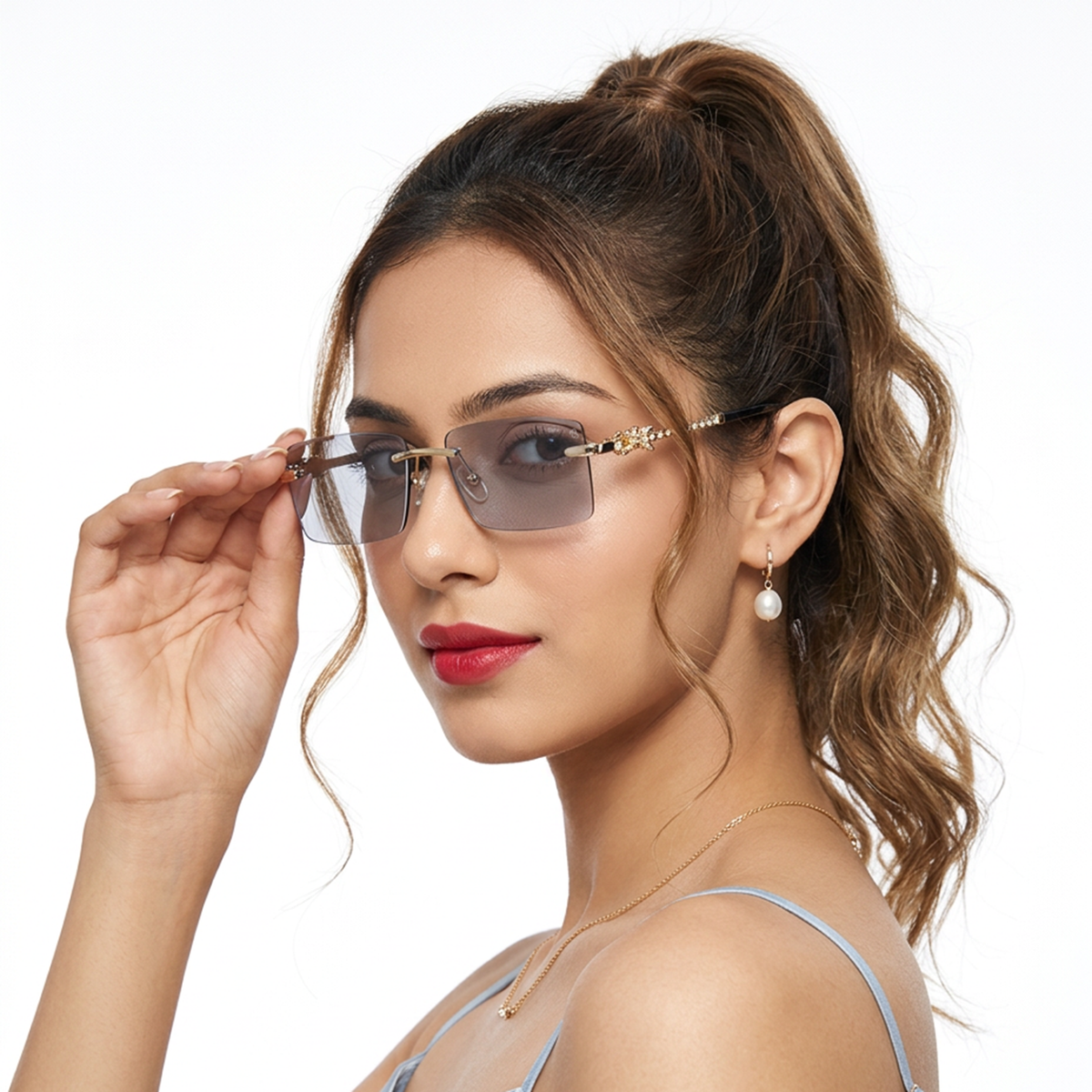 Eyejack Reflex Photochromic Golden Rimless Sunglasses for Men & Women (ZX98537BCL2522)