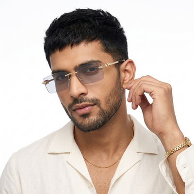 Eyejack Reflex Photochromic Golden Rimless Sunglasses for Men & Women (ZX98537BCL2522)