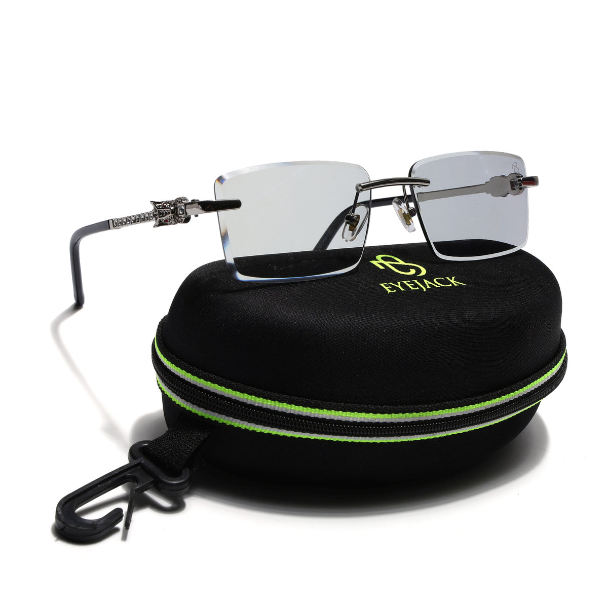 Eyejack Reflex Photochromic Silver Rimless Eyeglasses for Men & Women (ZX98537BFCL2523)