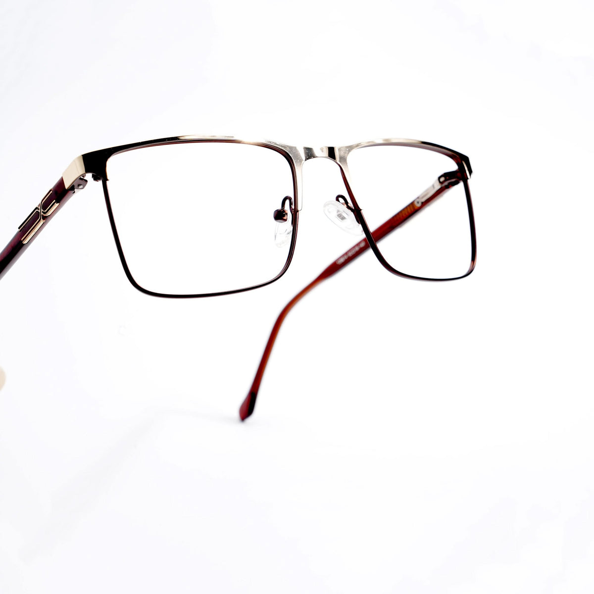 EyeJack DISK Golden & Brown Rectangle Eyeglasses for Men & Women (128614CL243-C5)