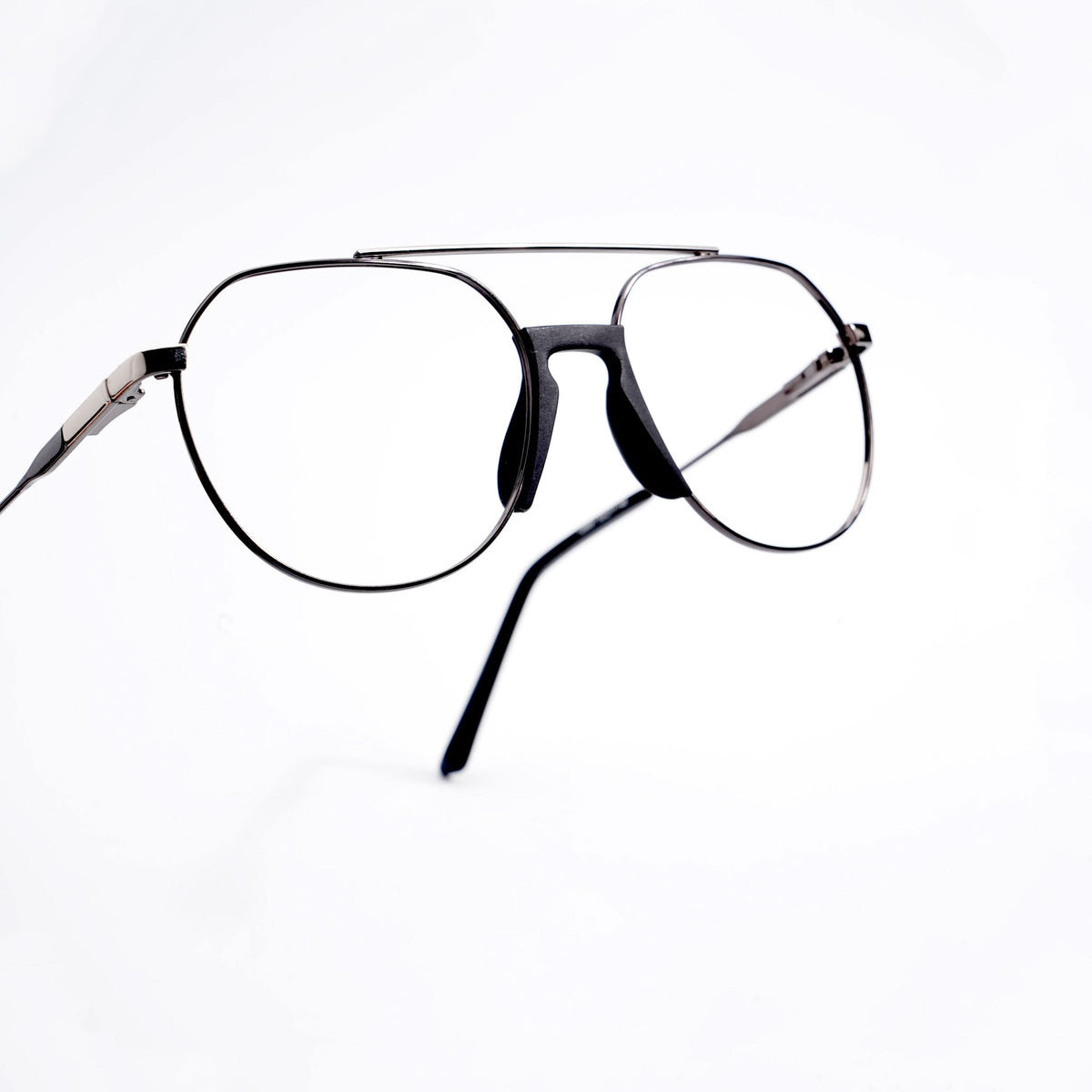 EyeJack DISK Black & Silver Wayfarer Eyeglasses for Men & Women (128607CL202-C1)
