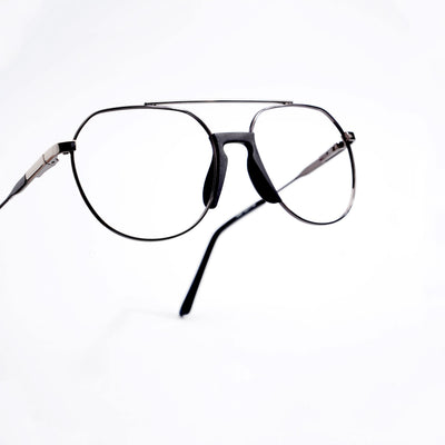 EyeJack DISK Black & Silver Wayfarer Eyeglasses for Men & Women (128607CL202-C1)