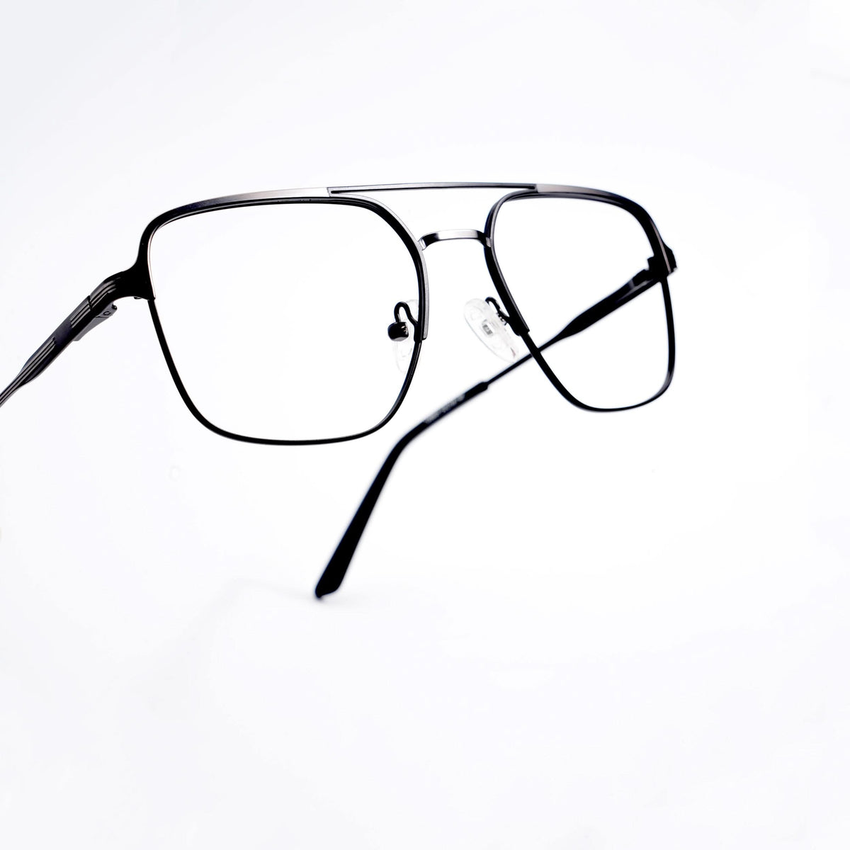 EyeJack DISK Black & Grey Wayfarer Eyeglasses for Men & Women (128605CL192-C3)