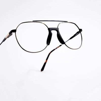 EyeJack DISK Golden & Black Wayfarer Eyeglasses for Men & Women (128607CL203-C2)