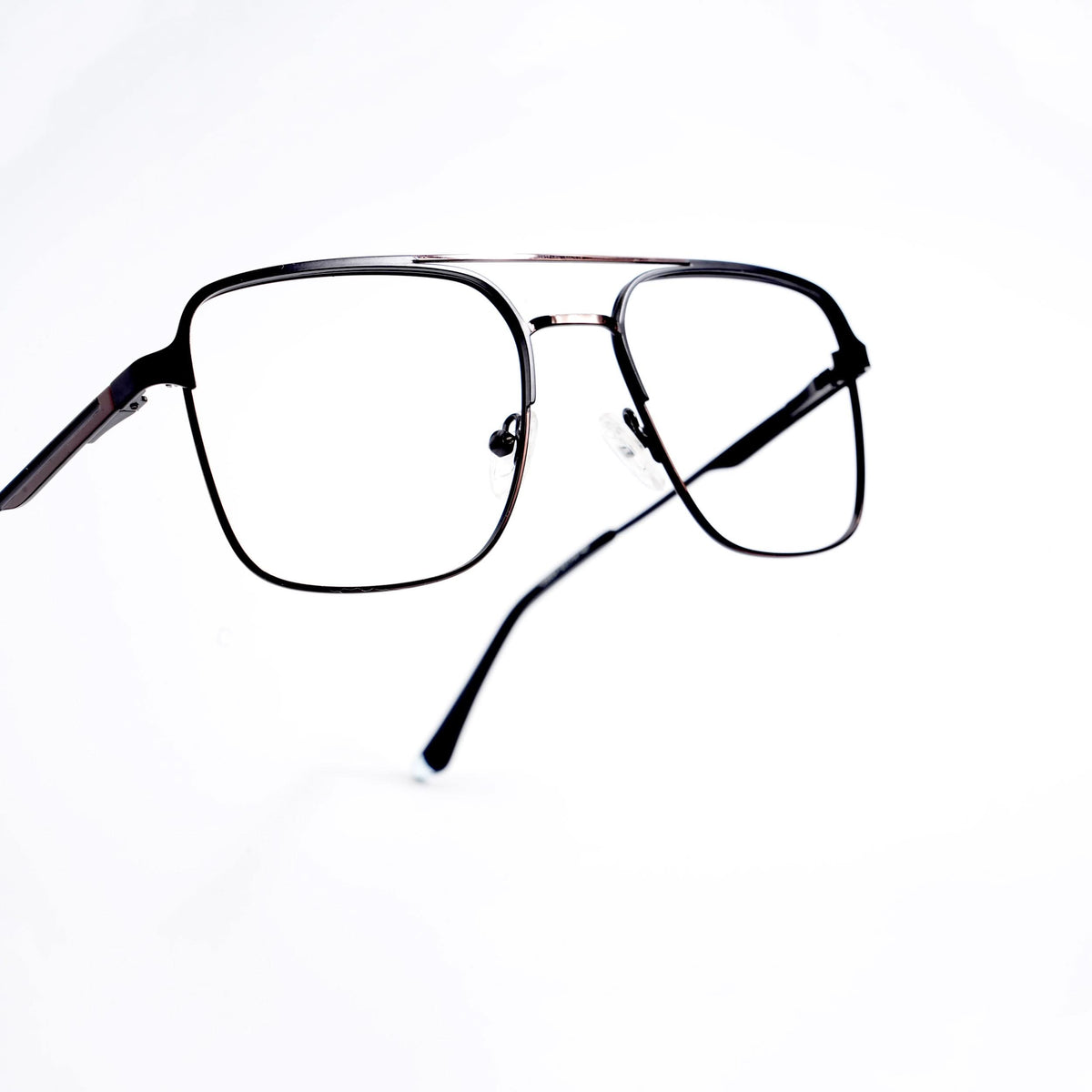 EyeJack DISK Black & Silver Wayfarer Eyeglasses for Men & Women (128604CL188-C4)