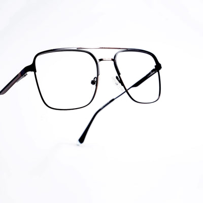 EyeJack DISK Black & Silver Wayfarer Eyeglasses for Men & Women (128604CL188-C4)