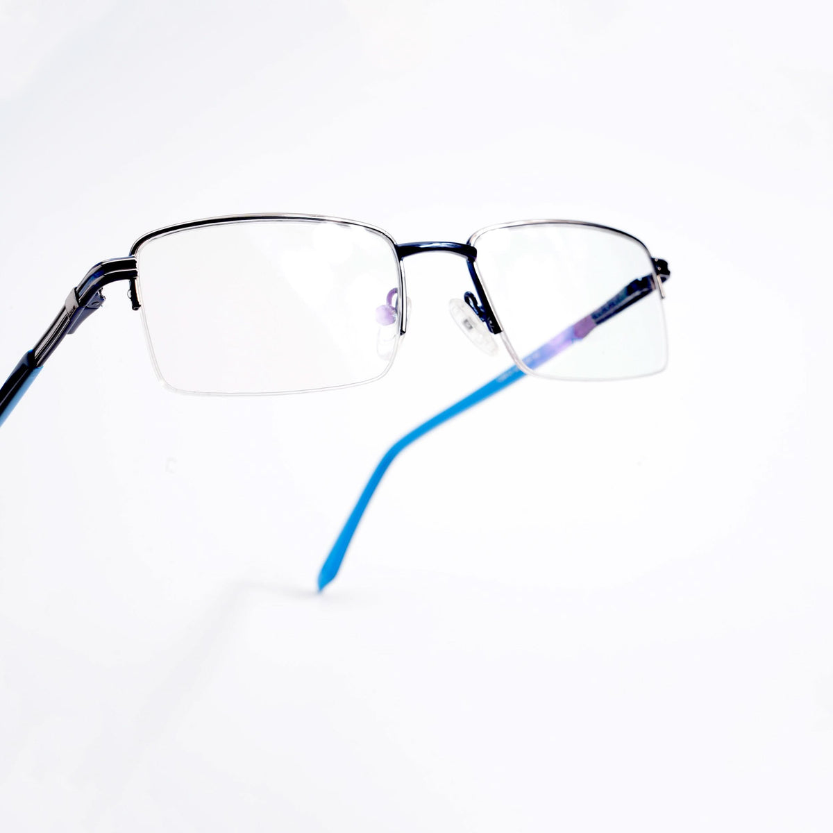EyeJack DISK Grey & Blue Half Rim Eyeglasses for Men & Women (128612CL231-C3)