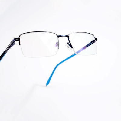 EyeJack DISK Grey & Blue Half Rim Eyeglasses for Men & Women (128612CL231-C3)
