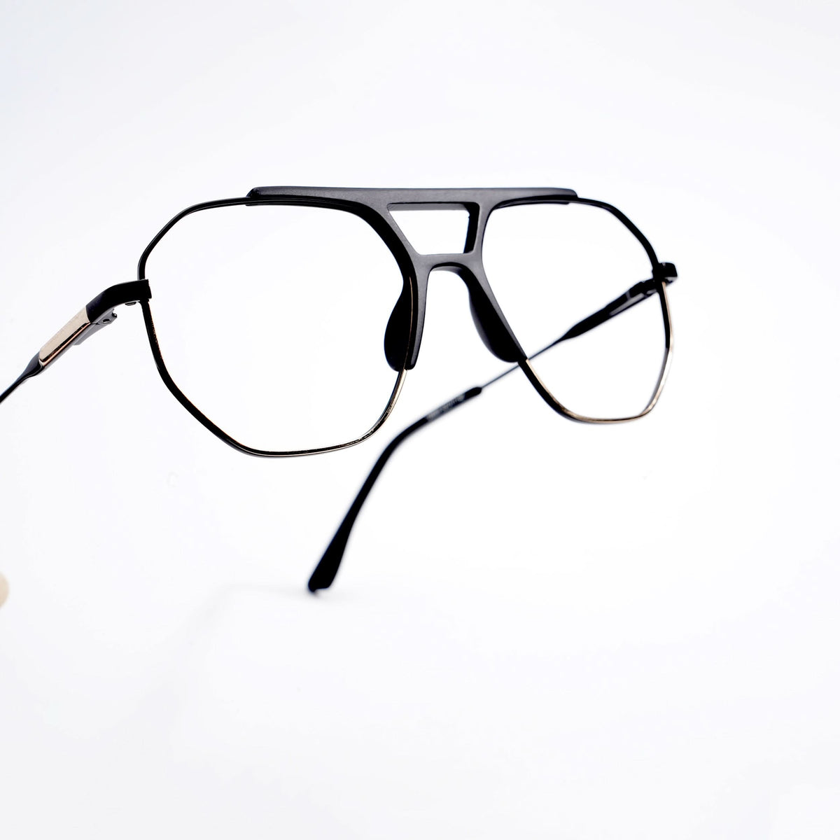 EyeJack DISK Black & Silver Wayfarer Eyeglasses for Men & Women (128609CL214-C2)