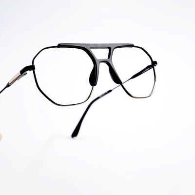 EyeJack DISK Black & Silver Wayfarer Eyeglasses for Men & Women (128609CL214-C2)
